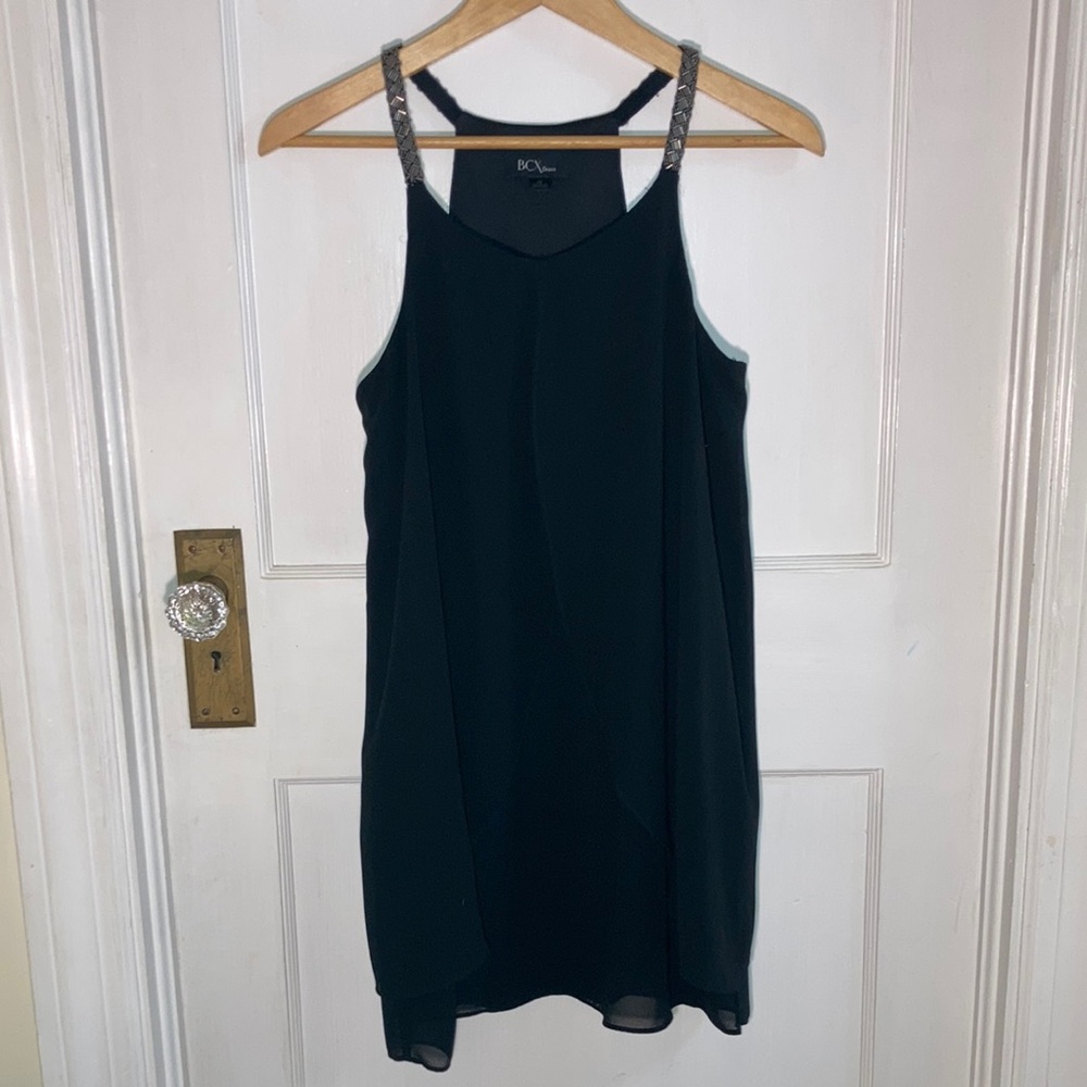 BCX Black Sleeveless Dress with Embellished Straps